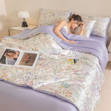 轻奢公主风新款数码印花简易款高级感单双人四件套夏凉被清爽透气