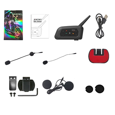 Xinowyv6Plus Motorcycle Helmet Bluetooth Headset for 2 People with Simultaneous Intercom Full-Duplex Helmet Intercom Headset (Motorcycle Helmet Headset) - xinny-v6-plus-typec-single-package-new-version