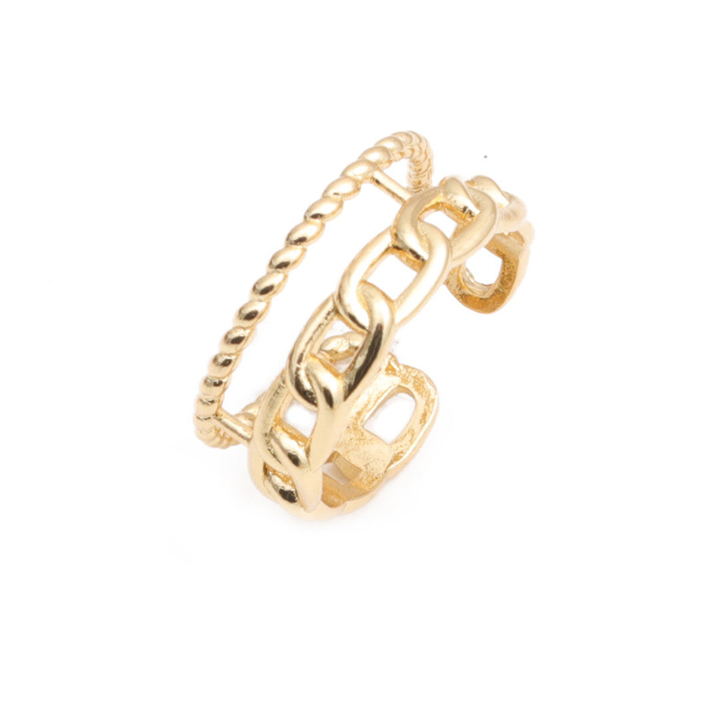 Mode Twisted Chain Button Open Ring display picture 5