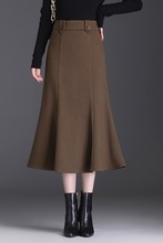 气质鱼尾裙胖大码毛呢裙半身裙女春秋高腰修身中长款一步包裙