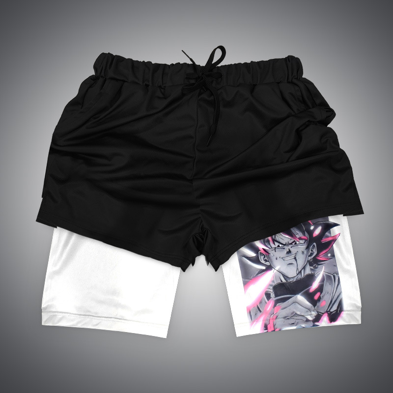Pantalones cortos de la serie Fire Shadow impresión digital 3D Dragon Ball pantalones de playa de doble capa Amazon transfronterizo de comercio electrónico suministro caliente