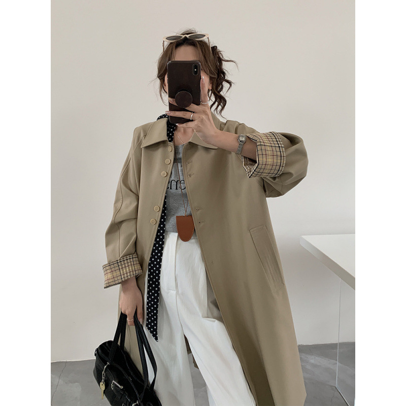 British Style Casual Loose Mid-Length Windbreaker Jacket for Women 2025 Autum New Style Small High-End Coat