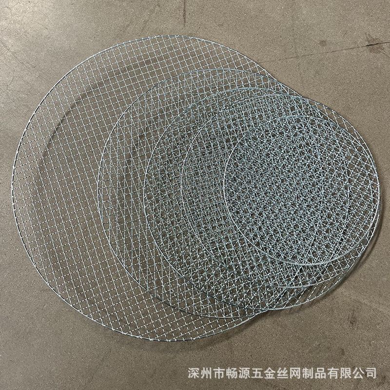 ラウンドクロスエンボスステンレス鋼バーベキューネット家庭用バーベキューグリル卸売使い捨てストーブ茶バーベキューネット|undefined