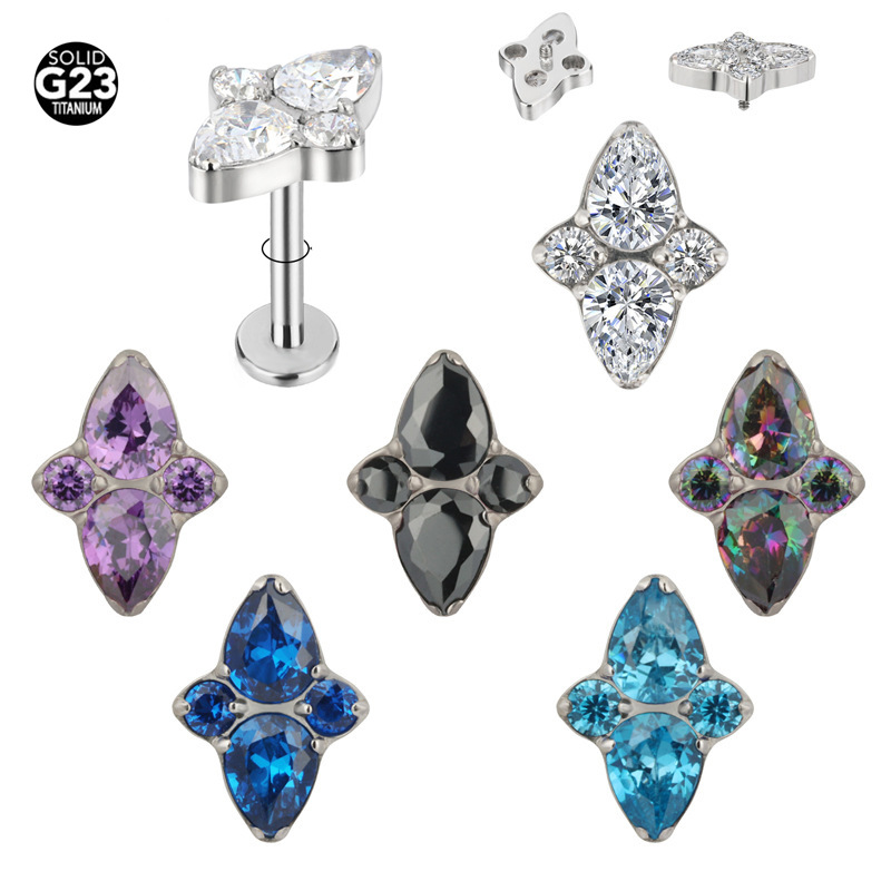 Factory Direct ASTM F-136 Titanium Body Piercing Jewelry Labret Piercing Earrings Cartilage Piercing