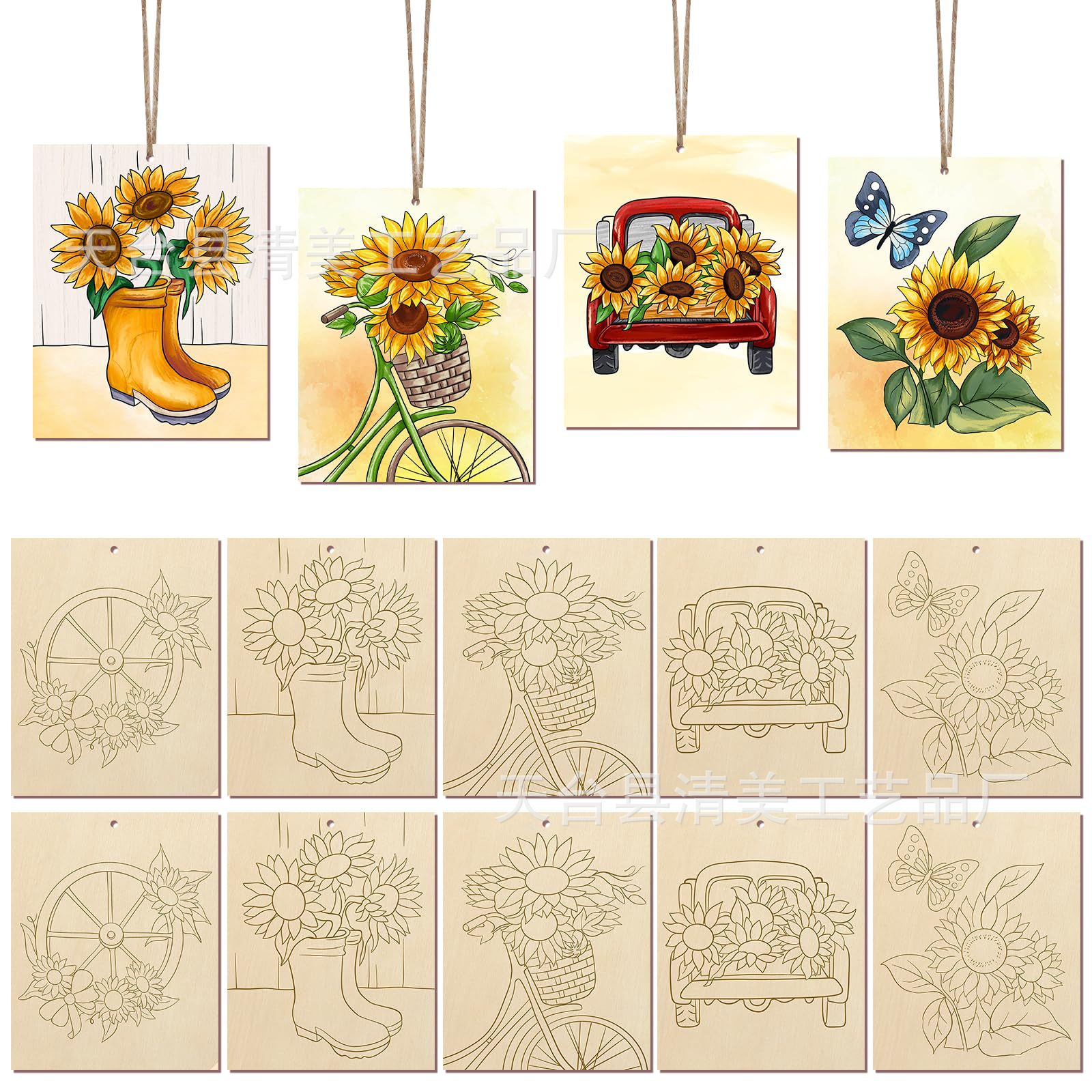 Artesanías de madera inacabadas Dibujo de niños para adultos a granel Pre-taladrado Pintura de madera Decoración Artesanías de piezas de madera