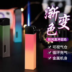 Creative Windproof Personal Gas Lighter for Men, Influencer Style, High-End, High Beauty, Gradient Blue Flame, Ideal Gift for Boyfriend, Trendy