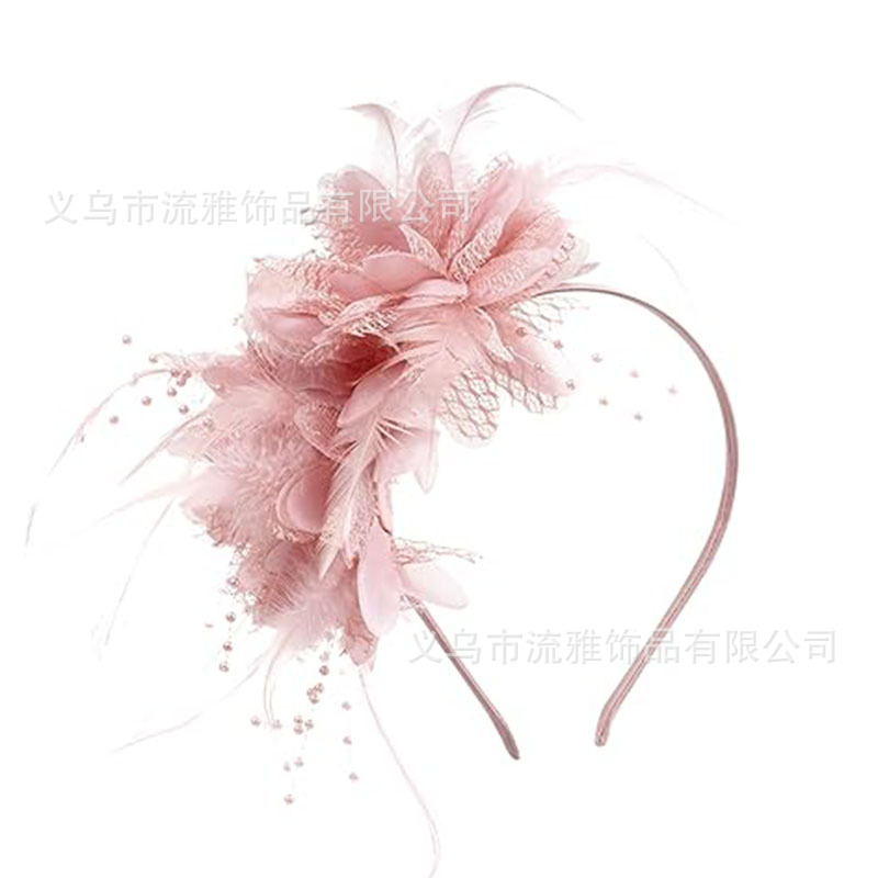 Popular Amazon Flower Feather Headband Tea Party Hat Party Performance Hat Bride Wedding Dress Headpiece