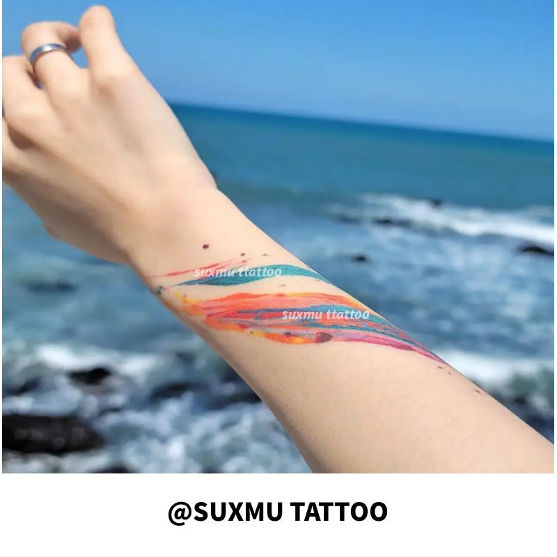 Design Music Water-Saving Pattern Rainbow Original Su Xiaocheng Color Zhangmu Music Ink Waterproof Tattoo Sticker 2 Deep Sea Creation
