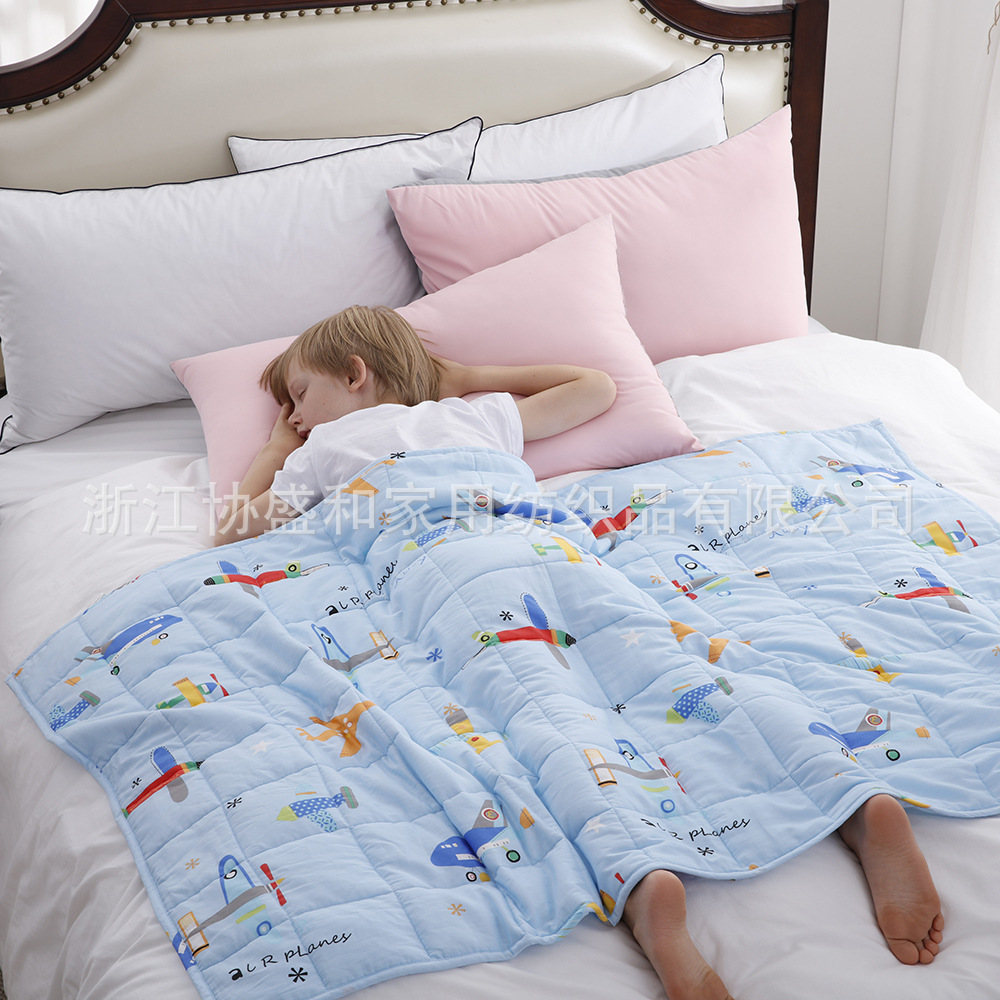 Suministro directo de fábrica edredón de gravedad impresión de algodón manta de gravedad cuentas de vidrio suave para niños weighted blanket