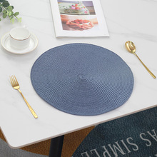 跨境PP圆形手工编织餐垫隔热垫桌垫酒店西餐垫防滑垫家居装饰批发