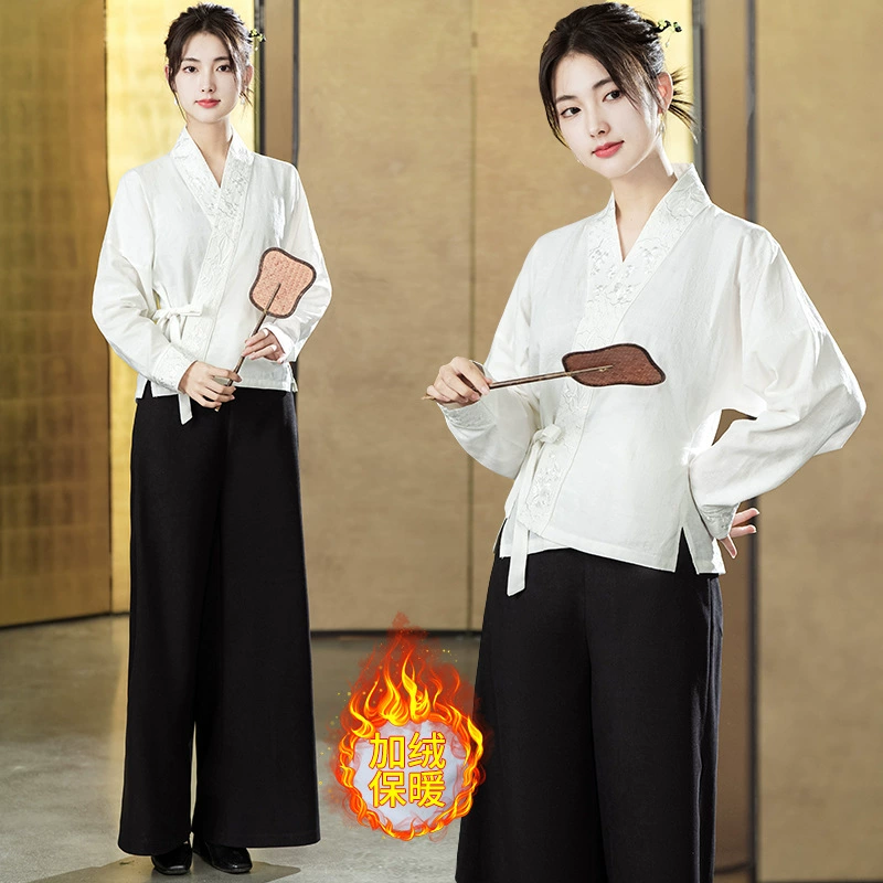 9673 реальный выстрел в наличии хлопок ханьфу Топ Женская чайная одежда пианино салон красоты Рабочая одежда трубка традиционной китайской медицины прижигание