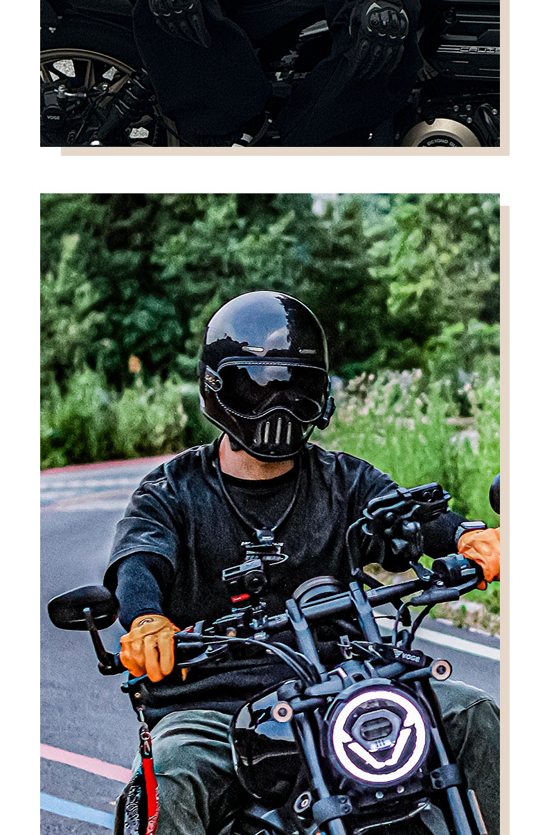 Foreign Trade Export Fiberglass Retro Motorcycle Helmet Full-Face Electric Motorcycle Helmet for Men and Women, Summer and All-Season Safety Helmet 3C