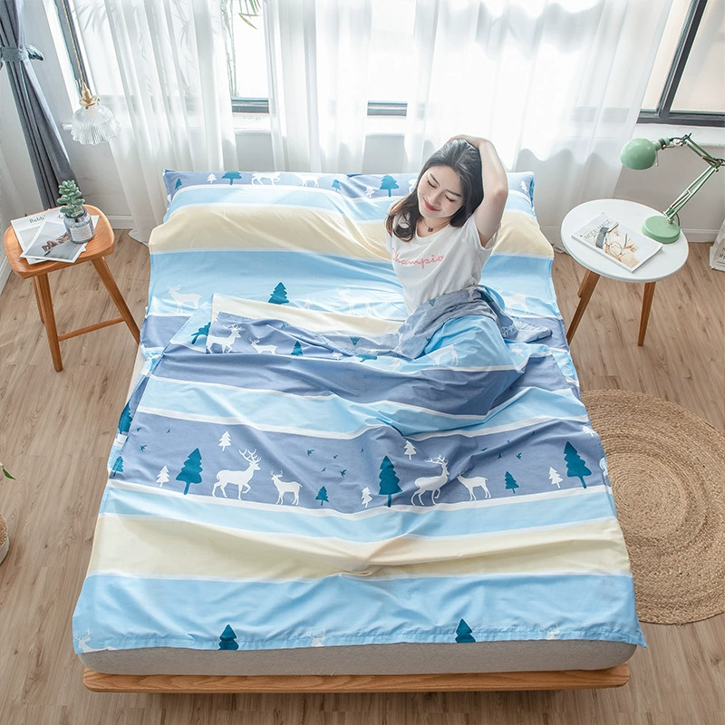 Японский хлопковый спальный мешок без принта для отеля, грязезащитный спальный мешок, дорожный портативный чехол из чистого хлопка с принтом, простыни, пододеяльник, наволочка