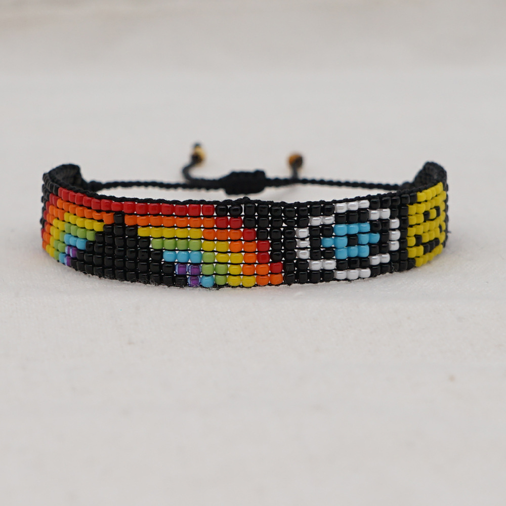 Bracelet De Perles De Smiley Arc-en-ciel De Tissage De Mode display picture 4