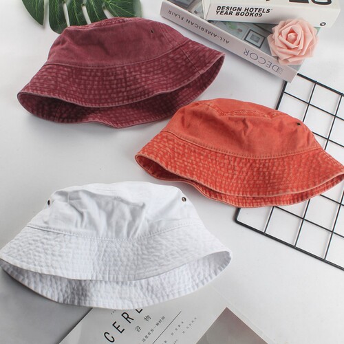 Japanese short brim washed cotton bucket hat for men, trendy, suitable for spring, summer, autumn, winter, couple's casual sunshade fisherman hat for women, foldable