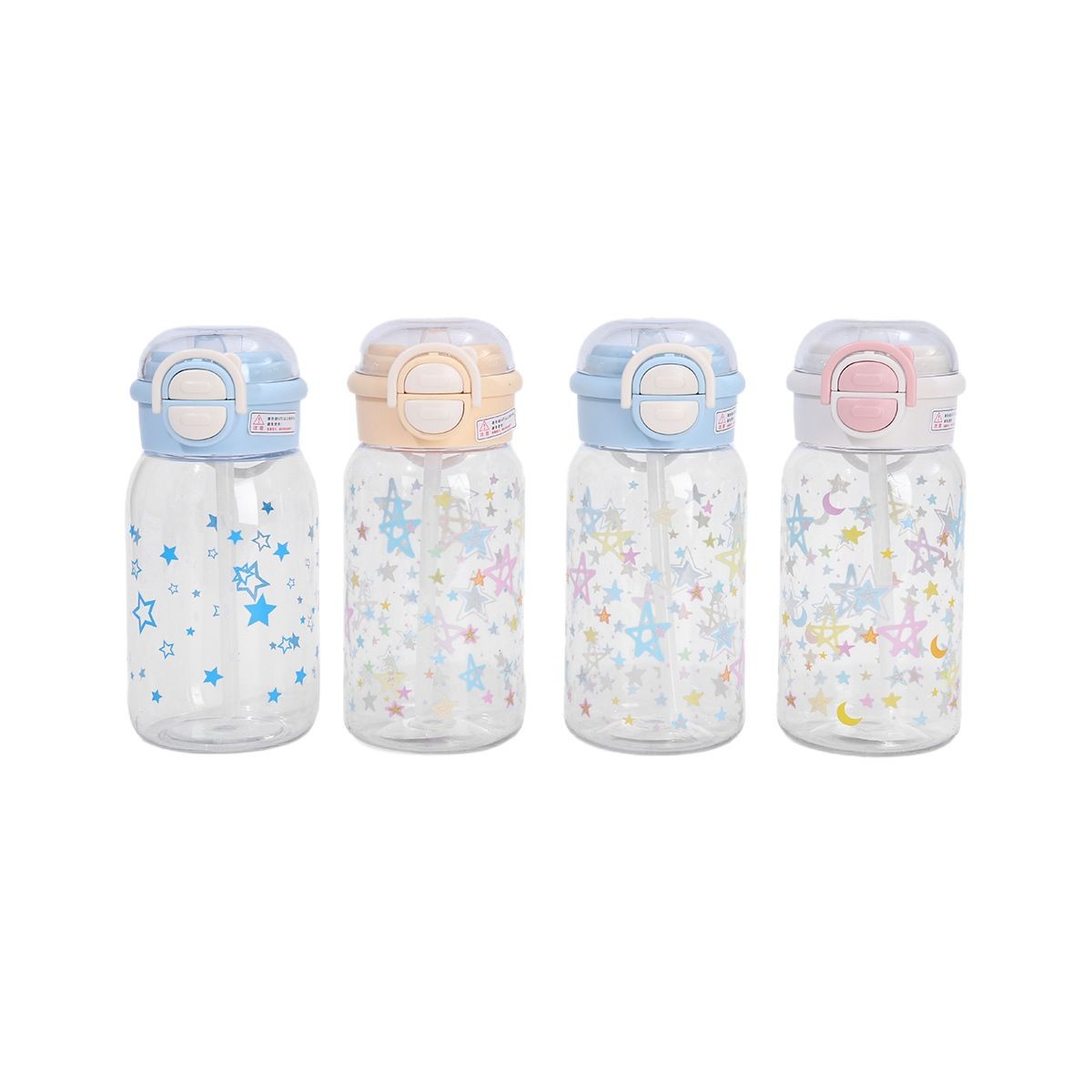 Children's Large-Capacity Straw High-Quality High-Temperature Resistant Plastic Cup, Portable Dual-Drink Bouncing Cartoon Water Bottle_voghion.com