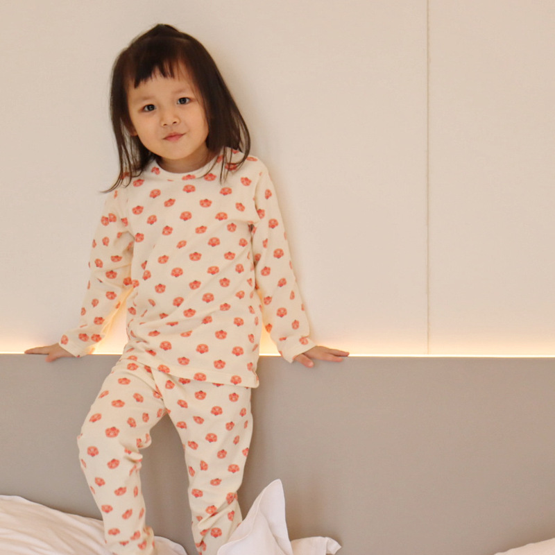 子供のクラス A 新しいホーム服セット男の子と女の子の秋の服と長ズボンベビーコットンサーマル下着セット卸売|undefined