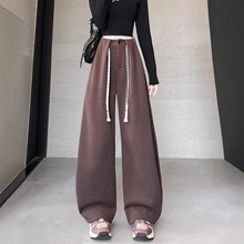 弯刀运动裤女春秋季2025新款高腰宽松直筒休闲垂感慵懒风阔腿裤