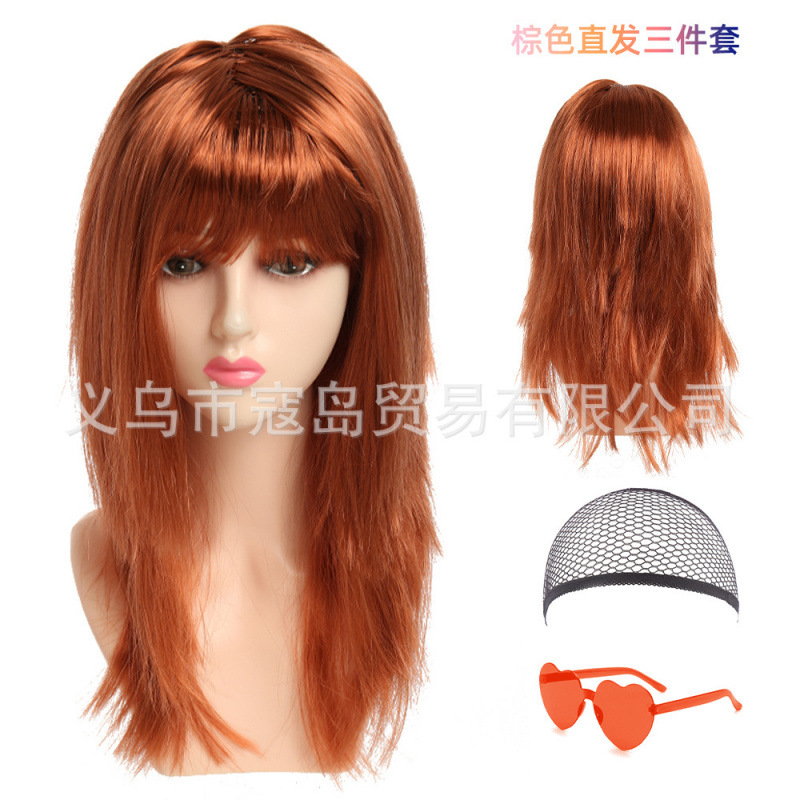 Halloween Long Hair Straight Disco Color Neon Fringe Hair Straight COS Party RPG Show Perruca image 9