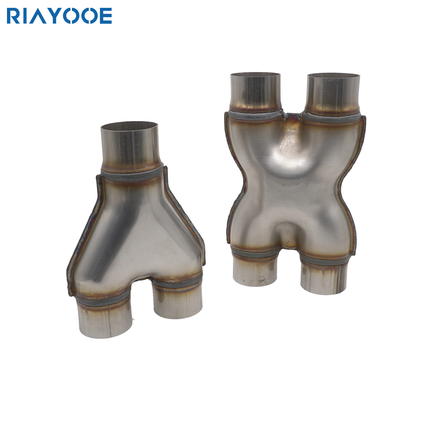 Car Exhaust Pipe Tail Throat Modified Stainless Steel Three-Way Four-Way X-Type Y-Type Inlet and Outlet Exhaust System Silencer Universal