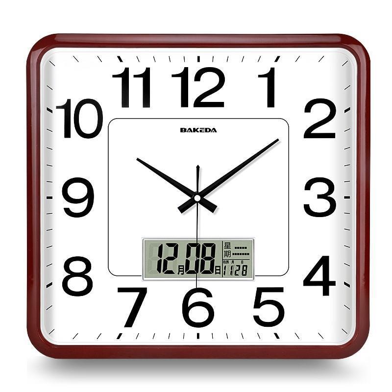 家庭用四角い壁掛け時計リビング時計静音壁掛け約ファッション電子カレンダー時計クォーツ時計
