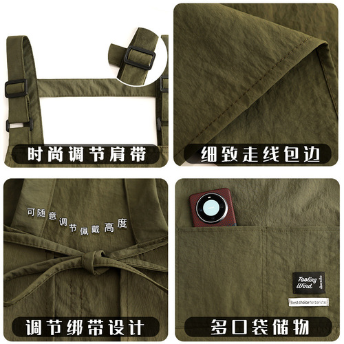 New fashionable anti-splash apron kitchen household simple waist for women wear-resistant work baking overalls for men