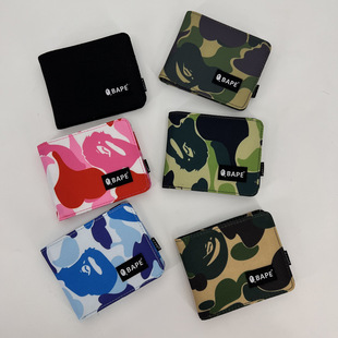 Ape Head Short Wallet Camouflage Couple Coin Purse Card Holder