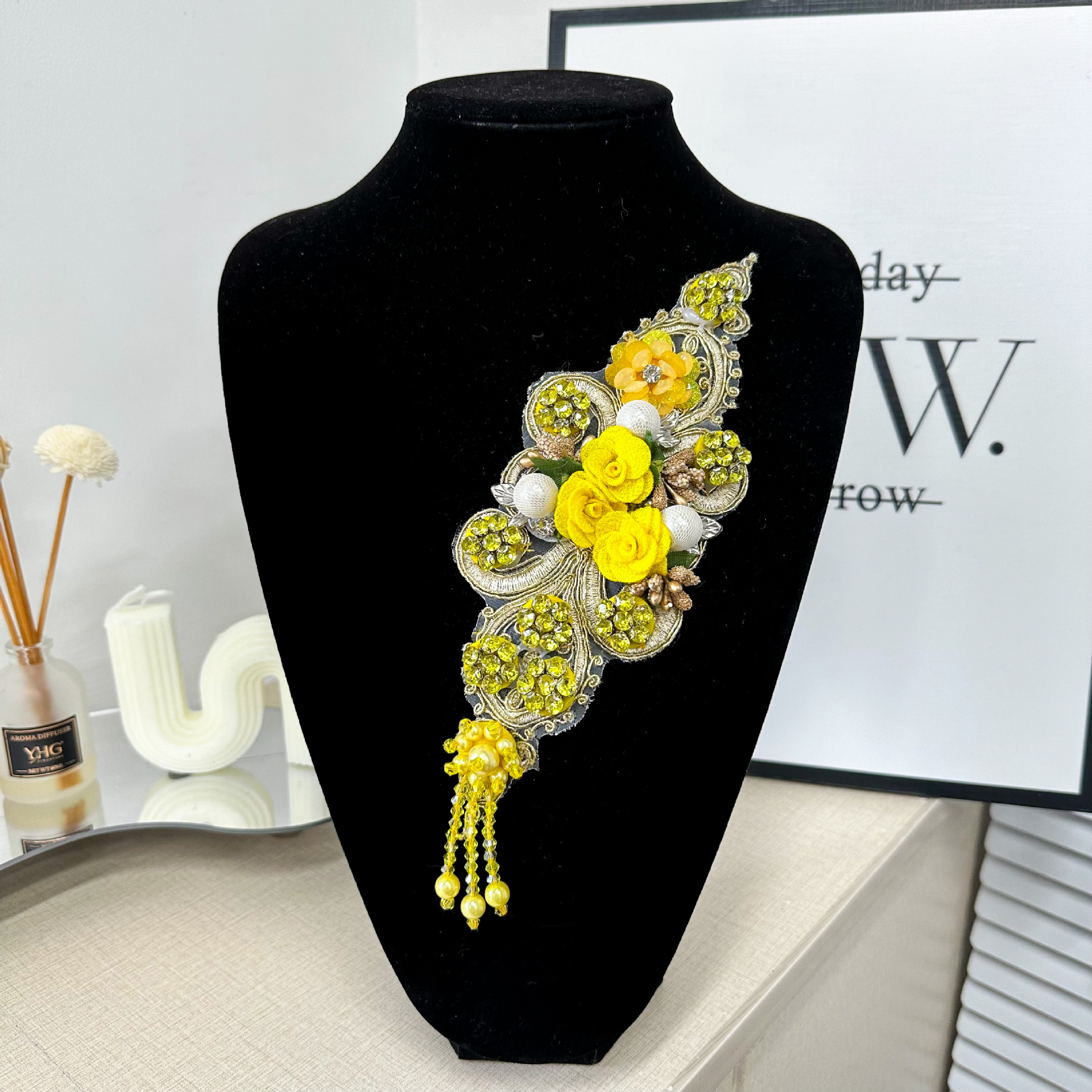 E-commerce delicado bordado clavos perlas de bordado flor de boda flor de novia ropa de decoración de estilo nacional accesorios multicolores image 5