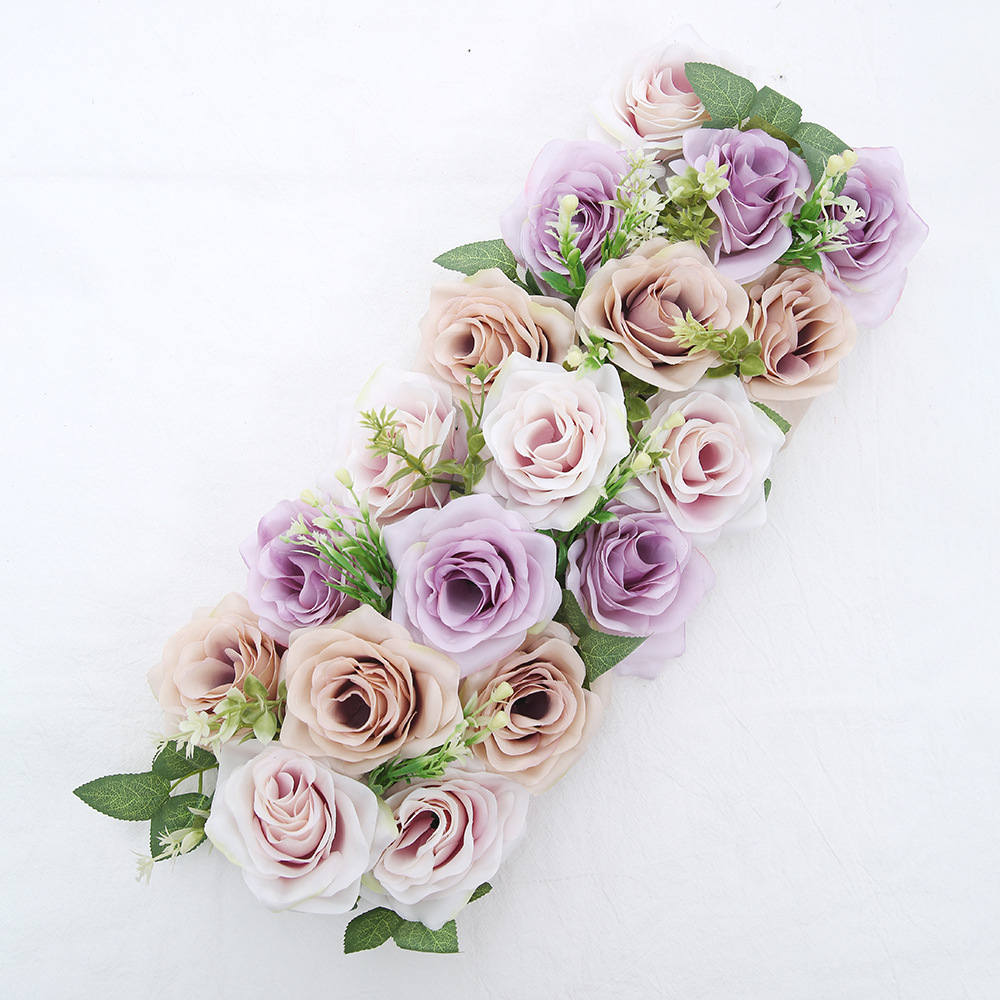 Flor de boda flor de simulación de boda tira larga aterrizaje T-Plane Road flor de guía de arco transfronterizo escena decoración flor de fila