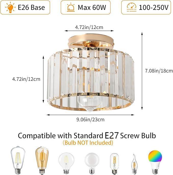 现代轻奢门厅入户玄关灯创意LED家装水晶灯具阳台走廊过道吸顶灯|undefined