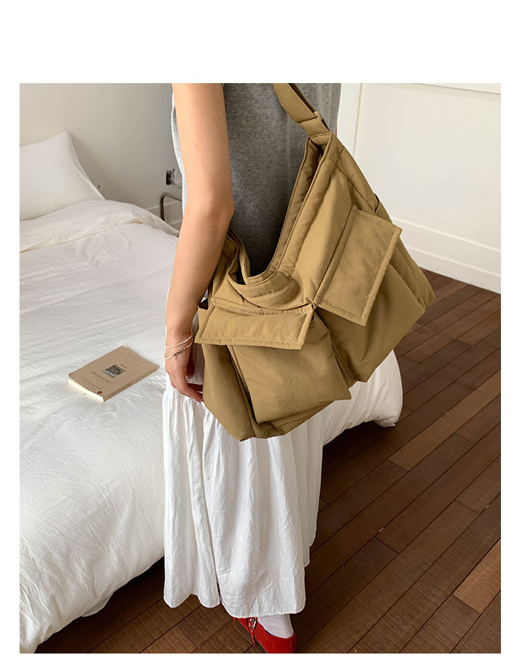 Japanese-style workwear style large-capacity single-shoulder bag, large pocket simple tote bag, ins canvas school crossbody messenger bag undefined