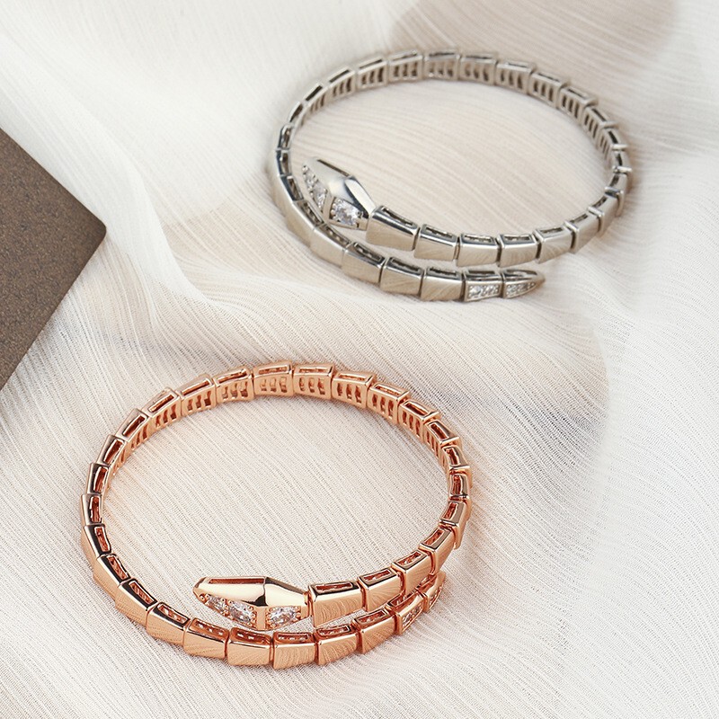 New spring snake bone bracelet open design open mouth snake elastic bracelet 18K gold silver optional cross-border wholesale