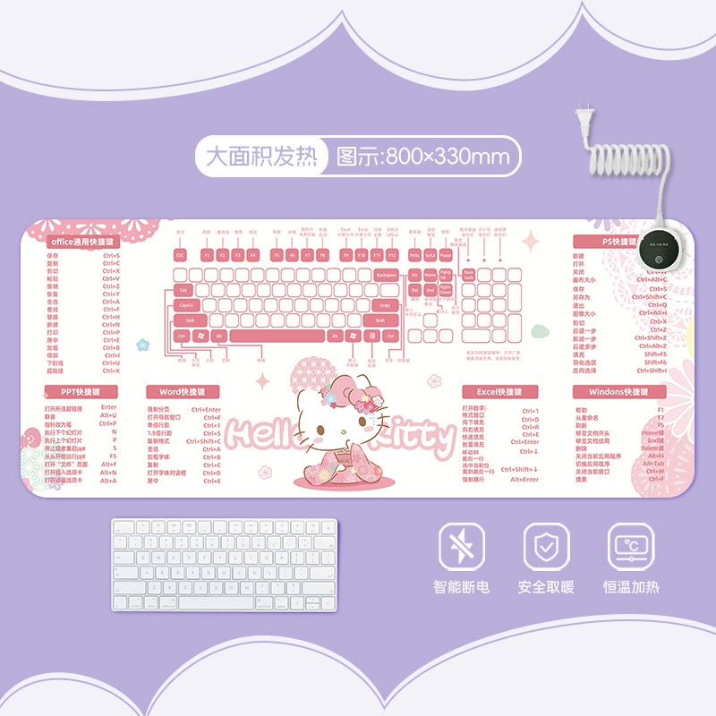 Hello kitty, table mat writing, table teaching laptop, mouse
