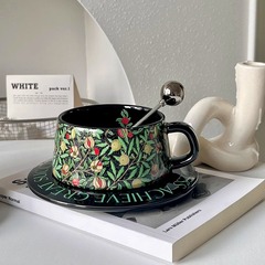 砕花コーヒーカップ皿セット高颜値オリジナル水彩小衆精致陶磁器カップ皿引っ越しプレゼントお土産