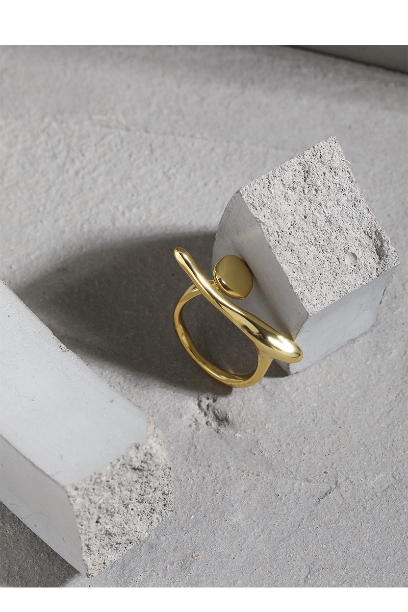 Korean niche design irregular wrong side S925 sterling silver open ring female