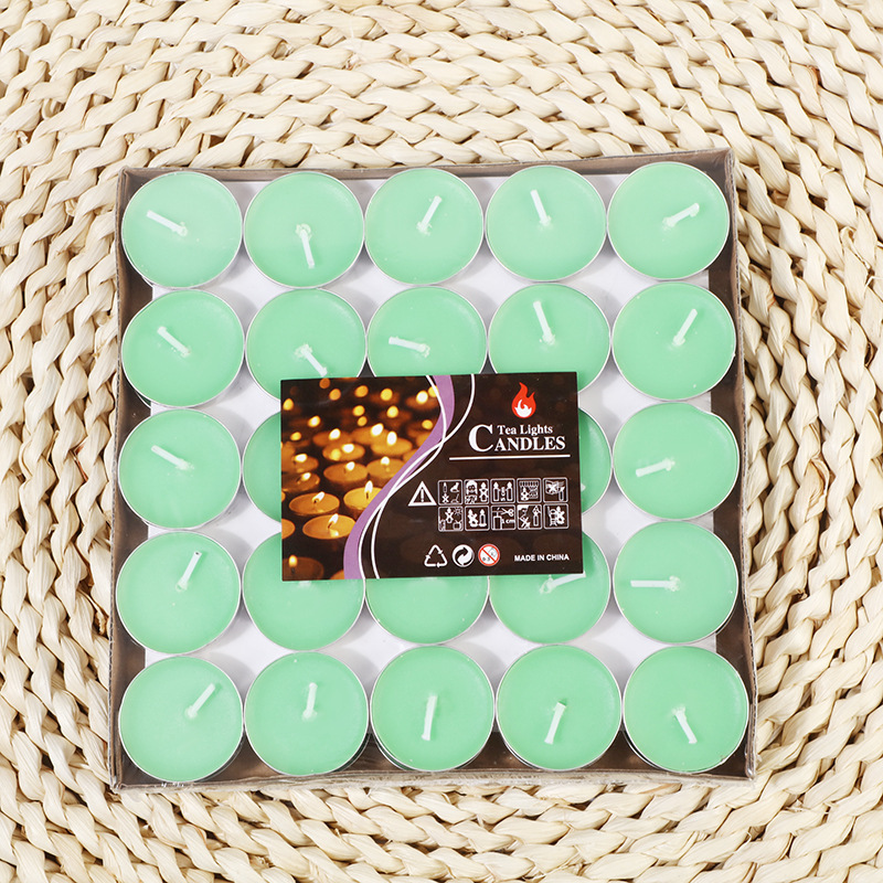 Té libre de humo de cera 2 horas 50 piezas aislamiento térmico calefacción té pequeña vela Hotel propuesta KTV placa redonda calefacción