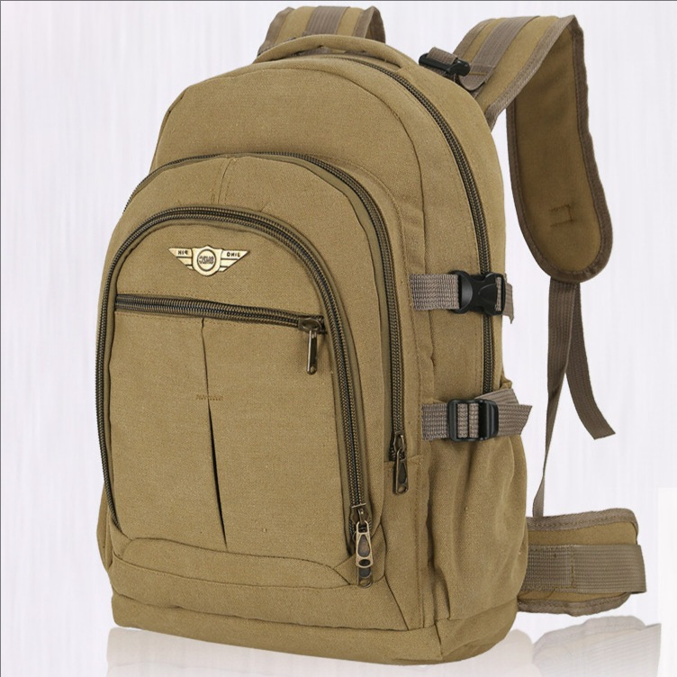 Wholesale Wear-Resistant Canvas Large-Capacity Backpack Travel Backpack Trendy Male and Female Middle School Student School Bag Portable and Casual