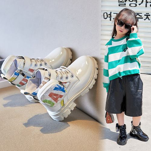 Girls Martin Boots 2024 Autumn and Winter New Autumn Single Boots British Style Princess Short Boots Small School Bag Children's Boots