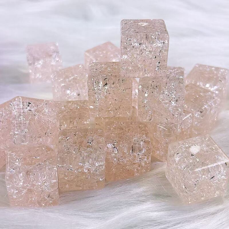 18mm爆花水晶仿真平面冰块方块DIY手工饰品配件材料彩色爆花冰裂|undefined