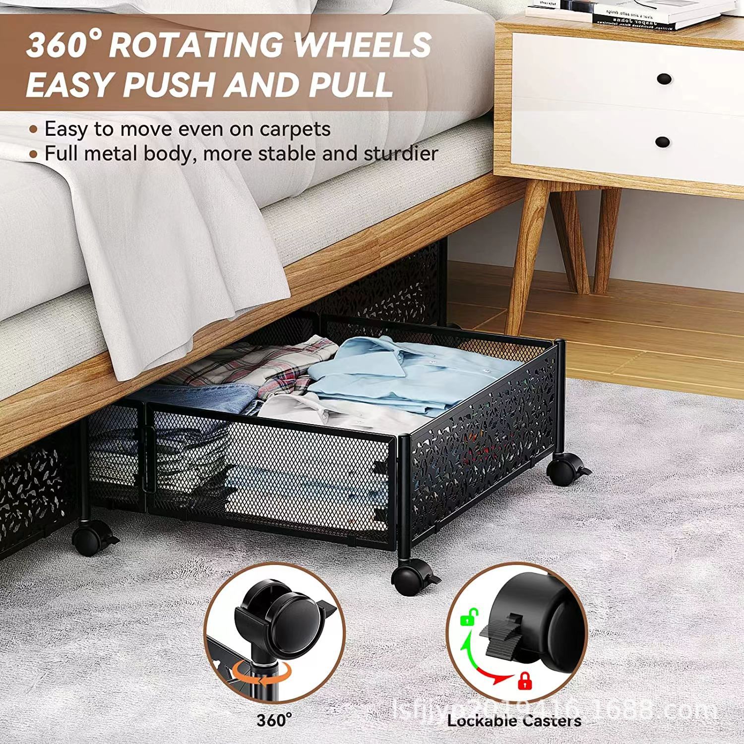 Rack de almacenamiento de viaje plegable transfronterizo móvil dormitorio cama ropa inferior organizar almacenamiento ropa de coche rack de almacenamiento