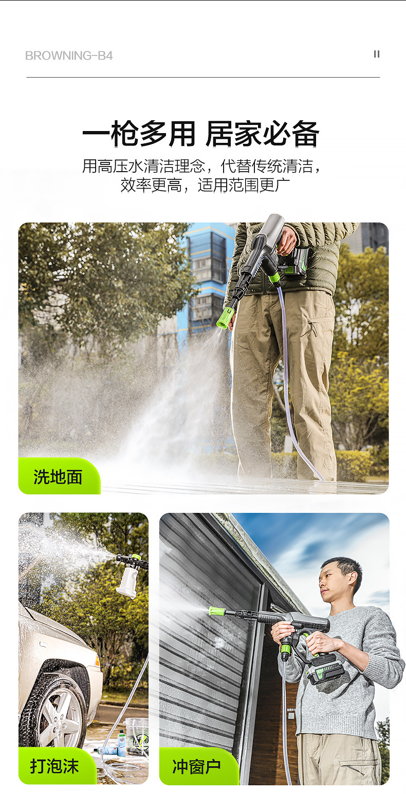 Greenfield Wireless Car Washing Machine Lithium Battery High-Pressure Water Gun Convenient Charging Water Pump Cleaning Pro Portable Rechargeable