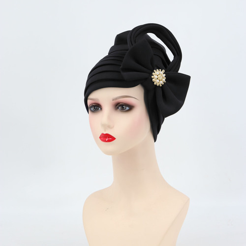 Cross-border new decorative beads air layer bow hat adjustable ethnic hat Indian hat African hat source factory