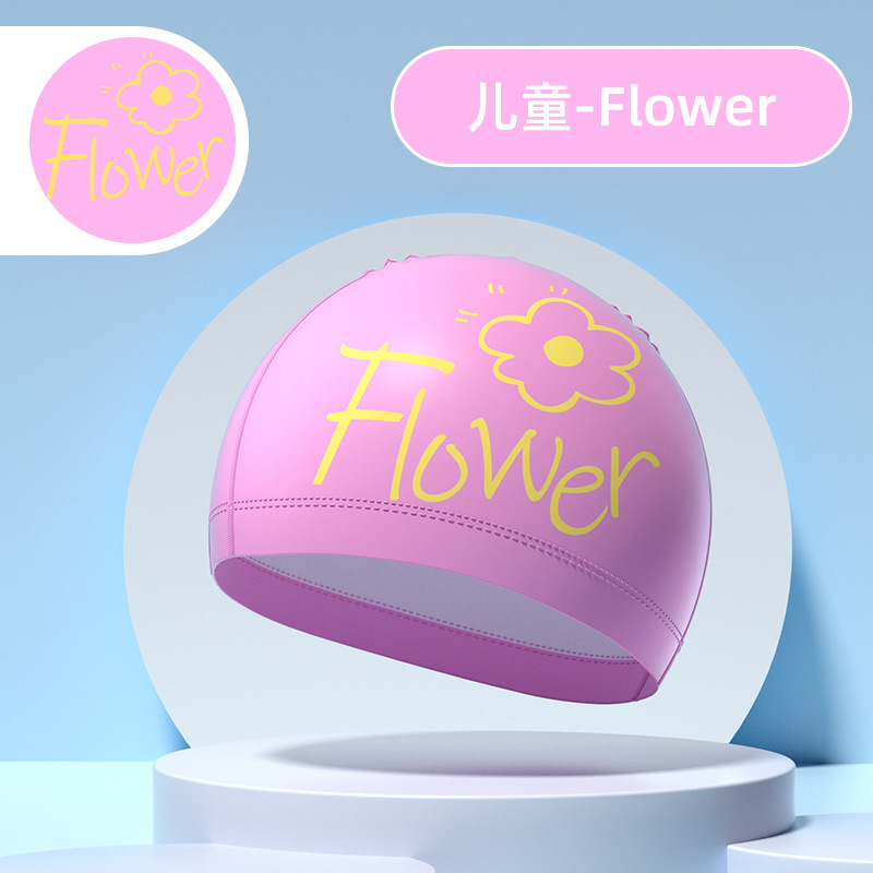 Polyurethane swimming cap, flowered