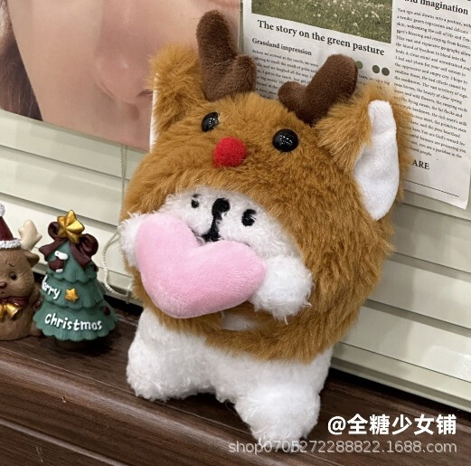 线条小狗挂件可爱小狗头套钥匙扣玩偶背包挂饰送情侣生日礼物毛绒|undefined