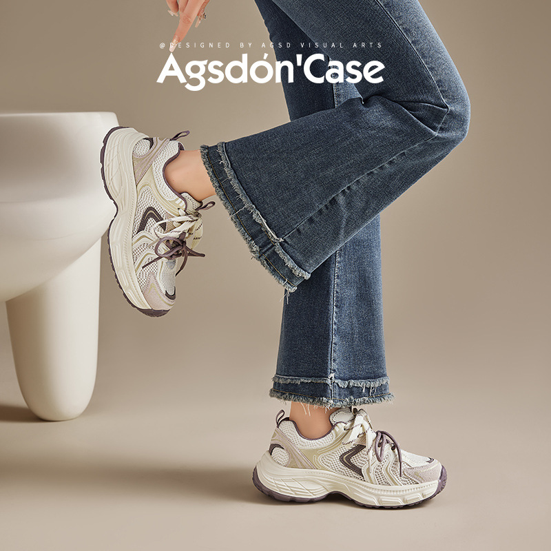 Zapatillas Augusden para mujer, modelo nuevo de primavera 2026, zapatillas ligeras para correr que hacen que los pies se vean más pequeños, zapatillas deportivas casuales de suela gruesa a la moda.