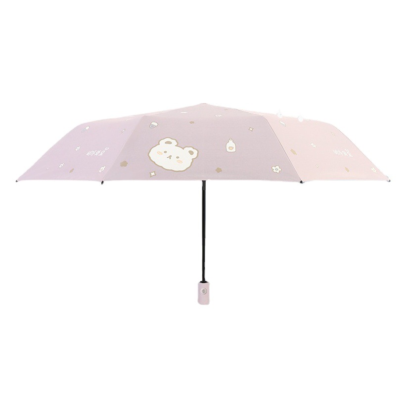 Tres veces pegamento negro 8-Bone paraguas de doble uso al por mayor ins fresco lindo paraguas de protección solar fábrica automática