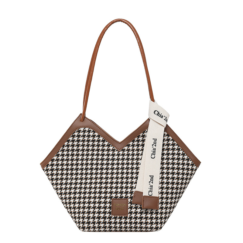 2025 nuevo estilo bolso de hombro con textura bolso de hombro a cuadros de gran capacidad bolso de viaje de aire extranjero cesta de verduras bolso femenino