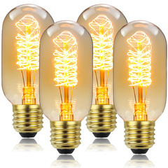 Cross-border four-in-a-box T45 upper and lower spiral golden tea color 220V 110V 40W antique light bulb retro bulb