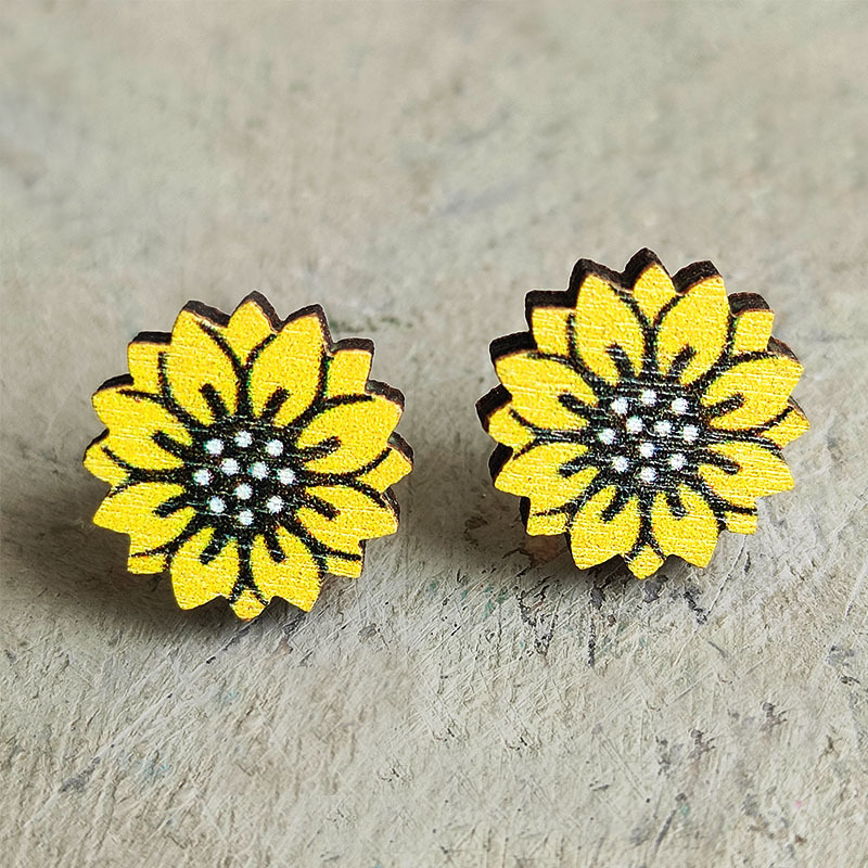 Fashion Rainbow Wood Handmade Womenu0027S Ear Studs 1 Pair