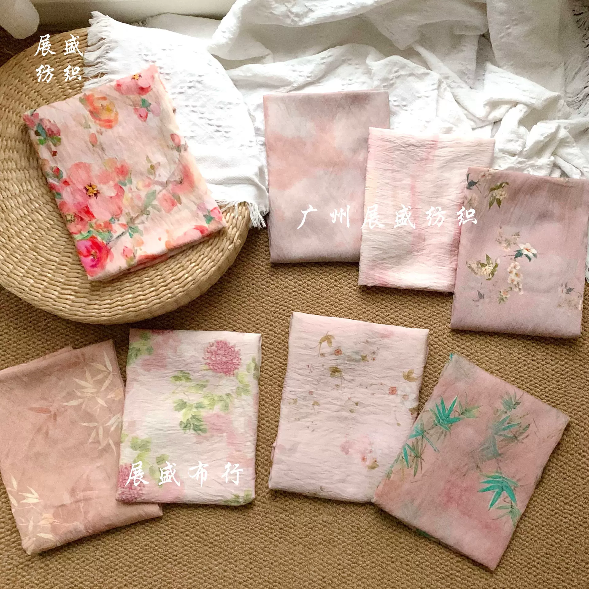 复古天丝棉麻面料袍子汉服旗袍连衣裙布料新中式图案布艺苎麻布料